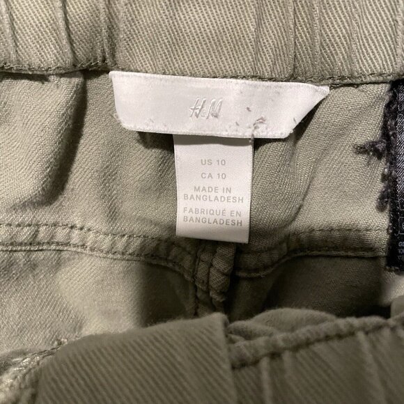 H&M Womens Sage Green Paper Bag Button High Waist Pants Sz 10  Tapered - Picture 4 of 11